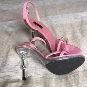 Pink clear heeled stilettos
